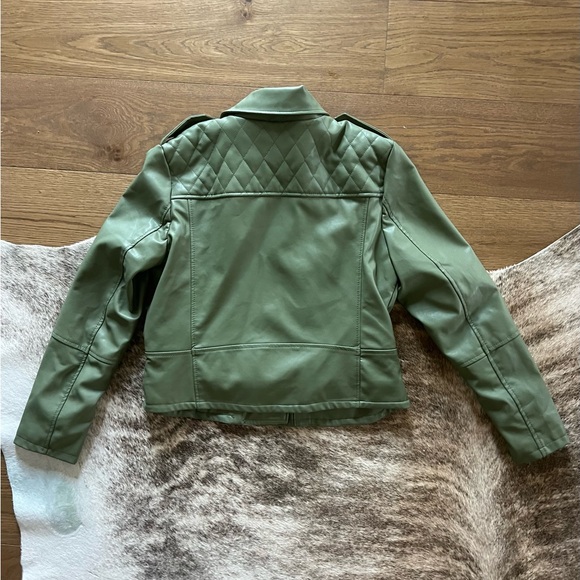 NWOT French Connection Faux Leather Moto Jacket in Army Green - Size L - Picture 5 of 5